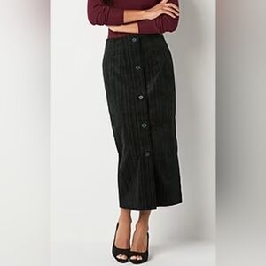 Black Button-Down Skirt Worthington Womens High Rise Corduroy Skirt Size 2